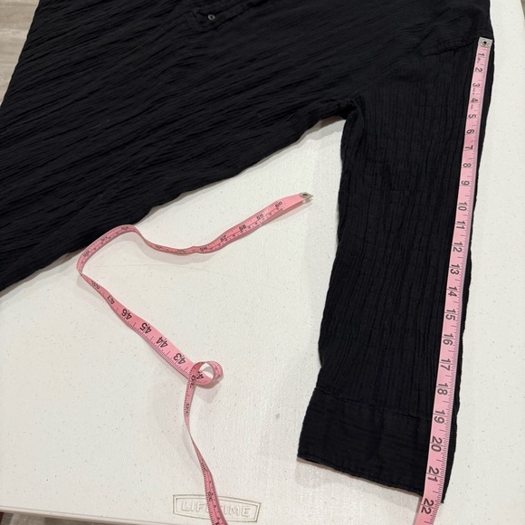 H&M Crinkle Cotton Shirt Dress Black Long Sleeve Buttons Casual Women’s Size M - Picture 5 of 12